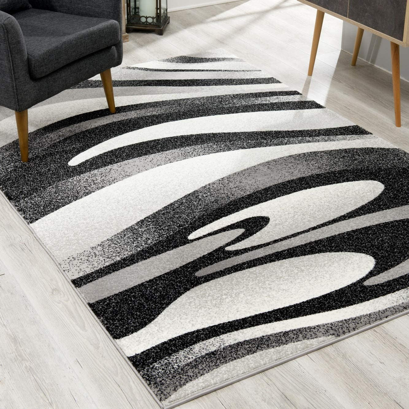 2鈥 X 10鈥 Black And Gray Abstract Marble Runner Rug 2鈥 X 10鈥 Black And Gray