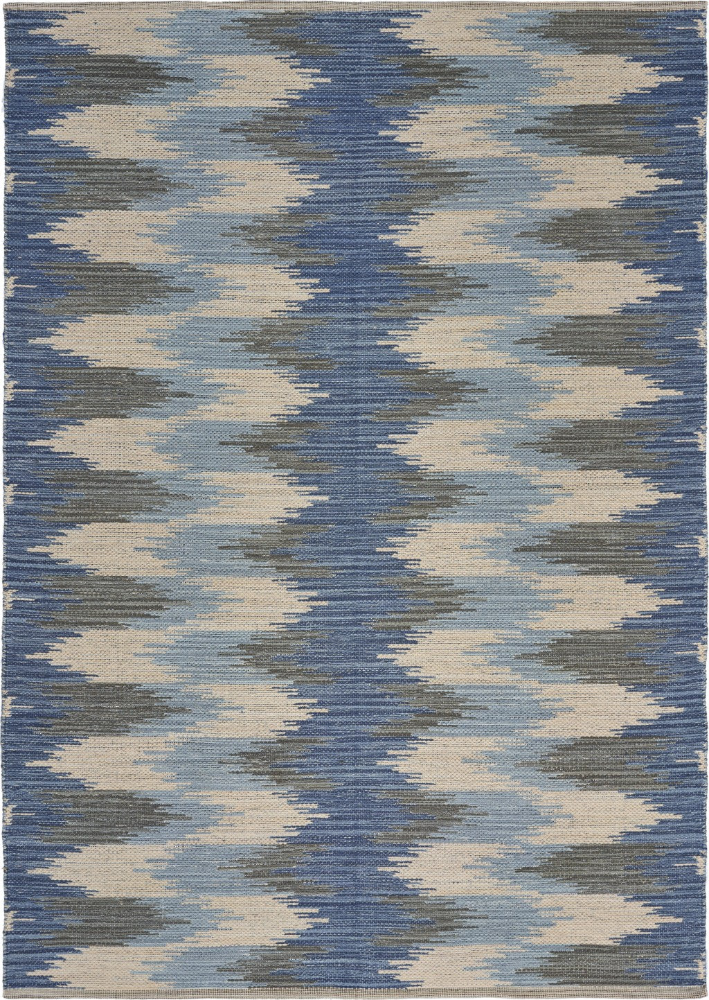 5鈥 x 7鈥 Blue and Cream Ikat Pattern Area Rug 5鈥 x 7鈥 Blue and Cream Ikat