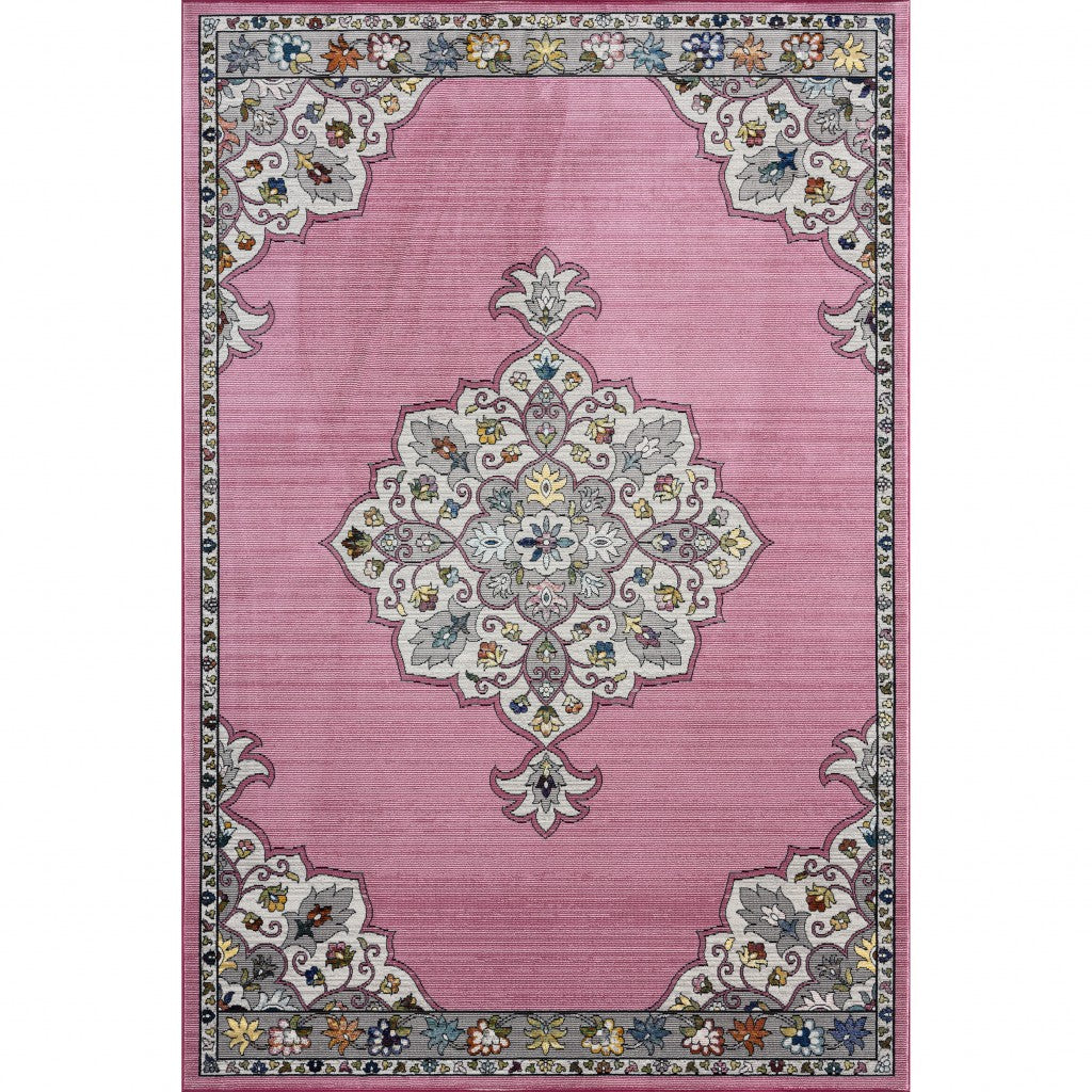 5鈥 x 8鈥 Pink Traditional Medallion Area Rug 5鈥 x 8鈥 Pink Traditional