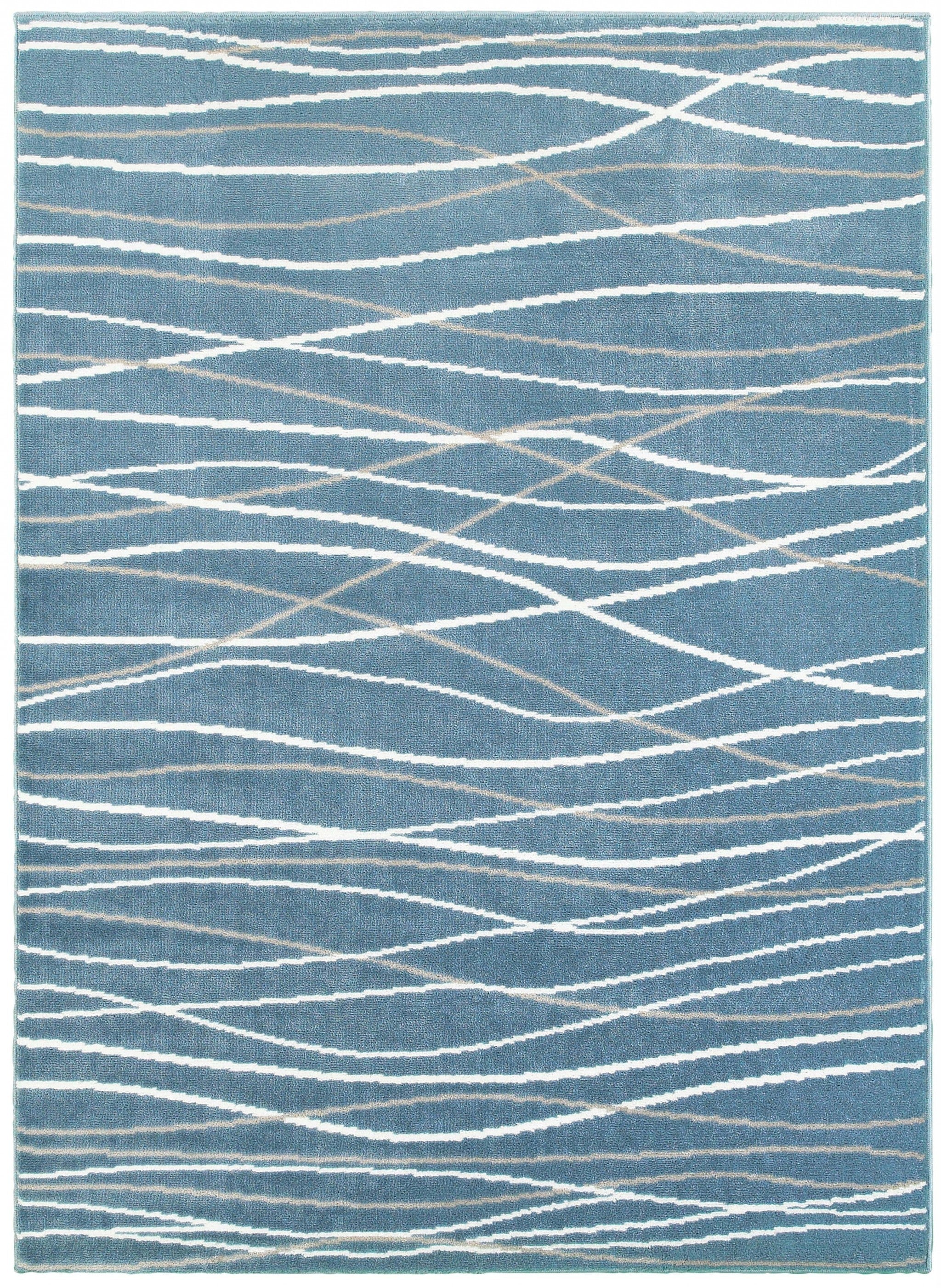 8鈥 x 10鈥 Blue Contemporary Waves Area Rug 8鈥 x 10鈥 Blue Contemporary Waves