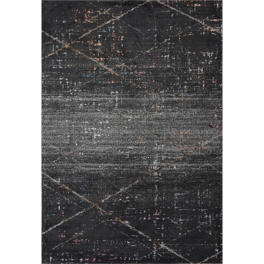 5鈥 x 8鈥 Distressed Black Abstract Area Rug 5鈥 x 8鈥 Distressed Black