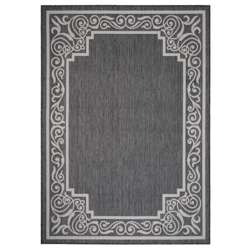 5鈥 x 7鈥 Gray Ornate Border Indoor Outdoor Area Rug 5鈥 x 7鈥 Gray Ornate