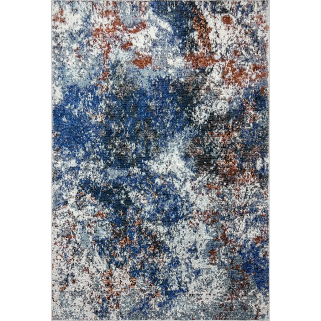 5鈥 x 8鈥 Blue and White Abstract Ocean Area Rug 5鈥 x 8鈥 Blue and White