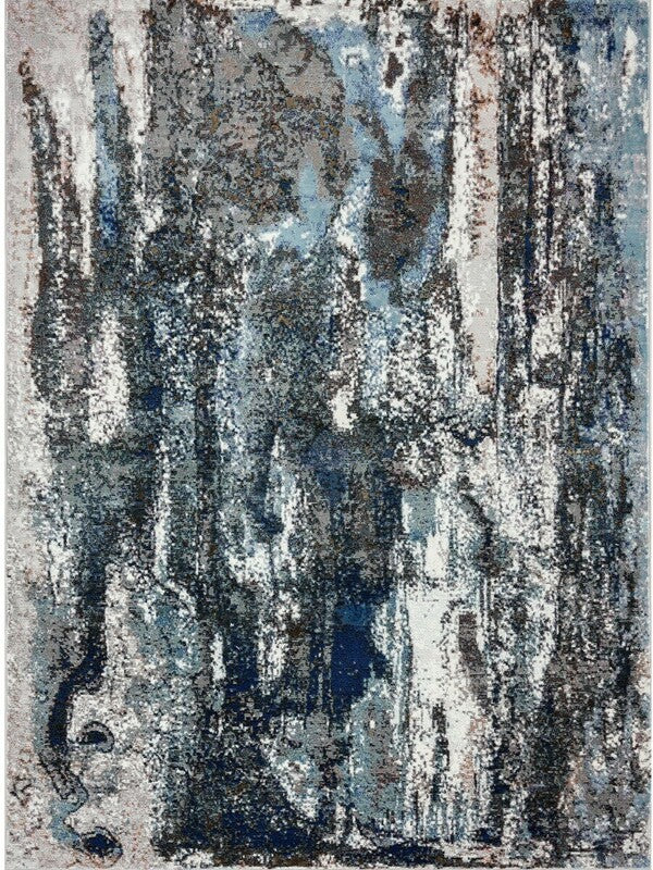 5' x 8' Shades of Blue and Gray Abstract Marble Area Rug 5' x 8' Shades of