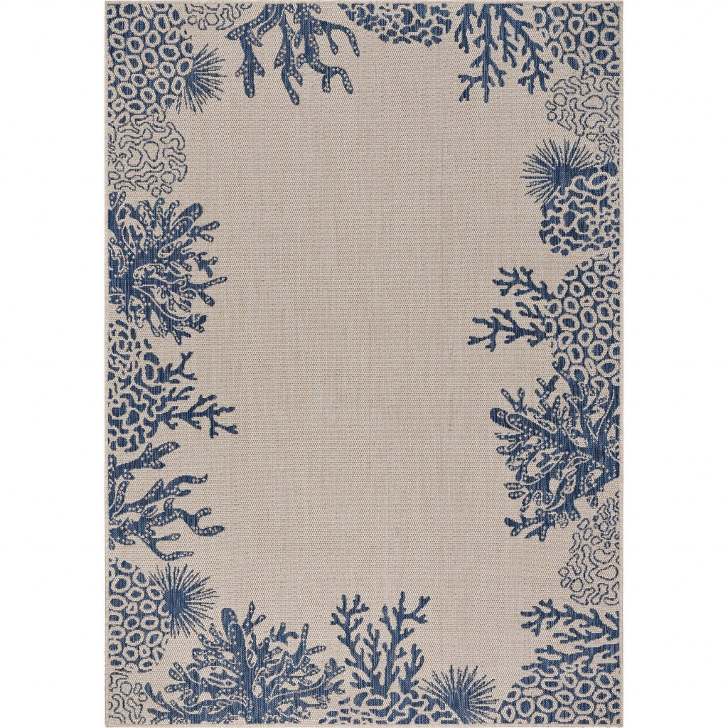 2鈥 x 3鈥 Navy Reef Border Indoor Outdoor Scatter Rug 2鈥 x 3鈥 Navy Reef