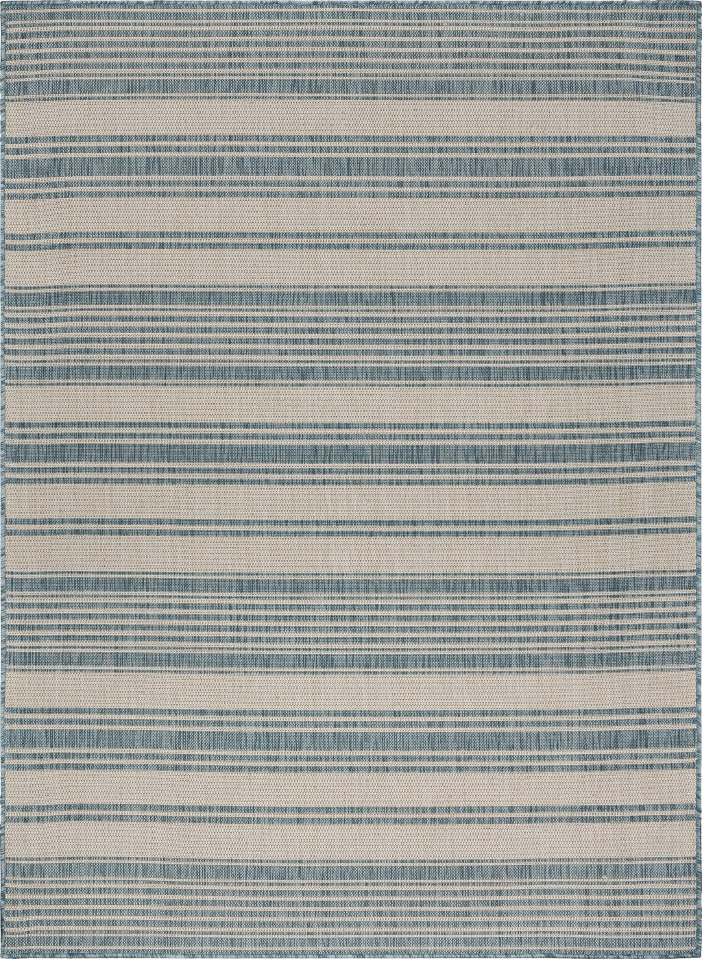 8鈥 x 10鈥 Teal Uneven Striped Indoor Outdoor Area Rug 8鈥 x 10鈥 Teal Uneven