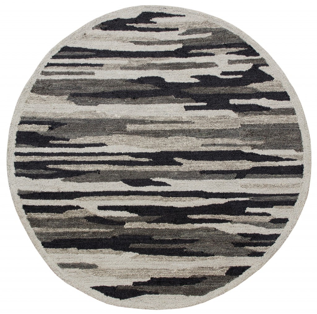 6鈥 Round Black and Gray Camouflage Area Rug 6鈥 Round Black and Gray