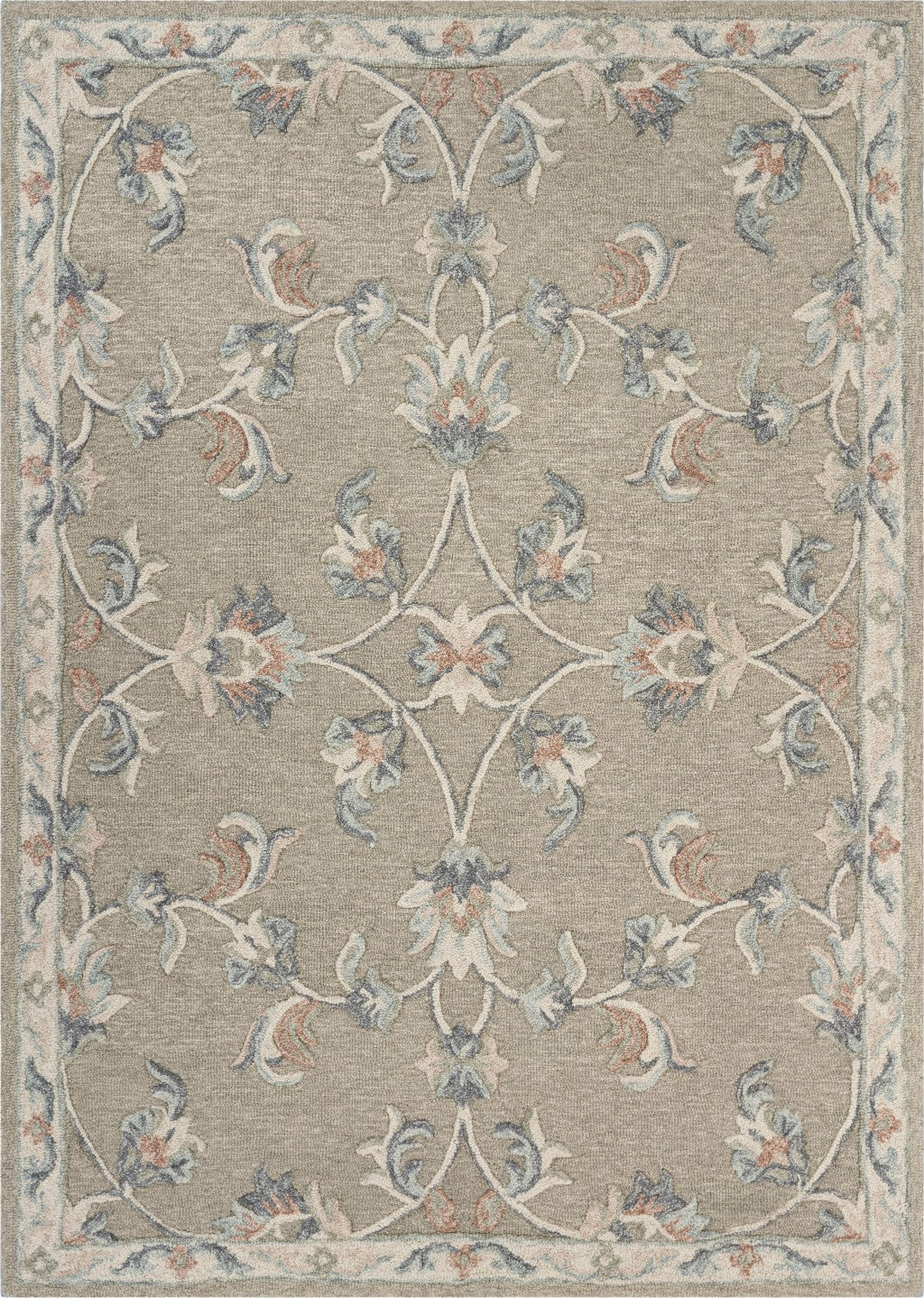 7鈥 x 9' Sage and Cream Filigree Area Rug 7鈥 x 9' Sage and Cream Filigree