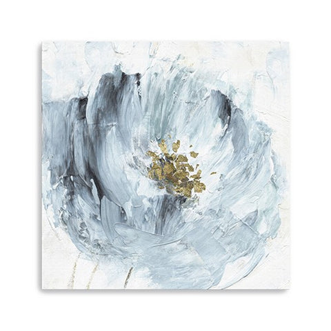 20" x 20" Watercolor Abstract Gray Blue Flower Canvas Wall Art 20" x 20"