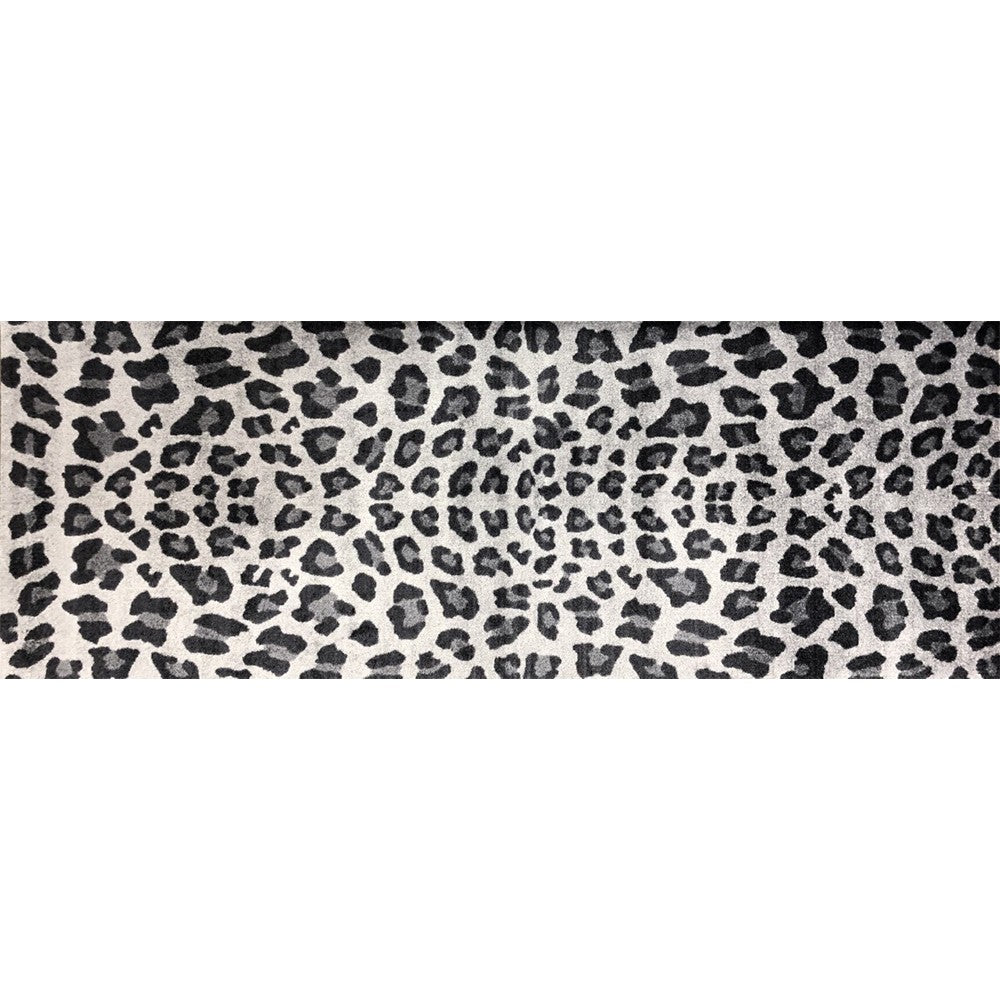 2' x 6' Black and Gray Cheetah Washable Runner Rug 2' x 6' Black and Gray