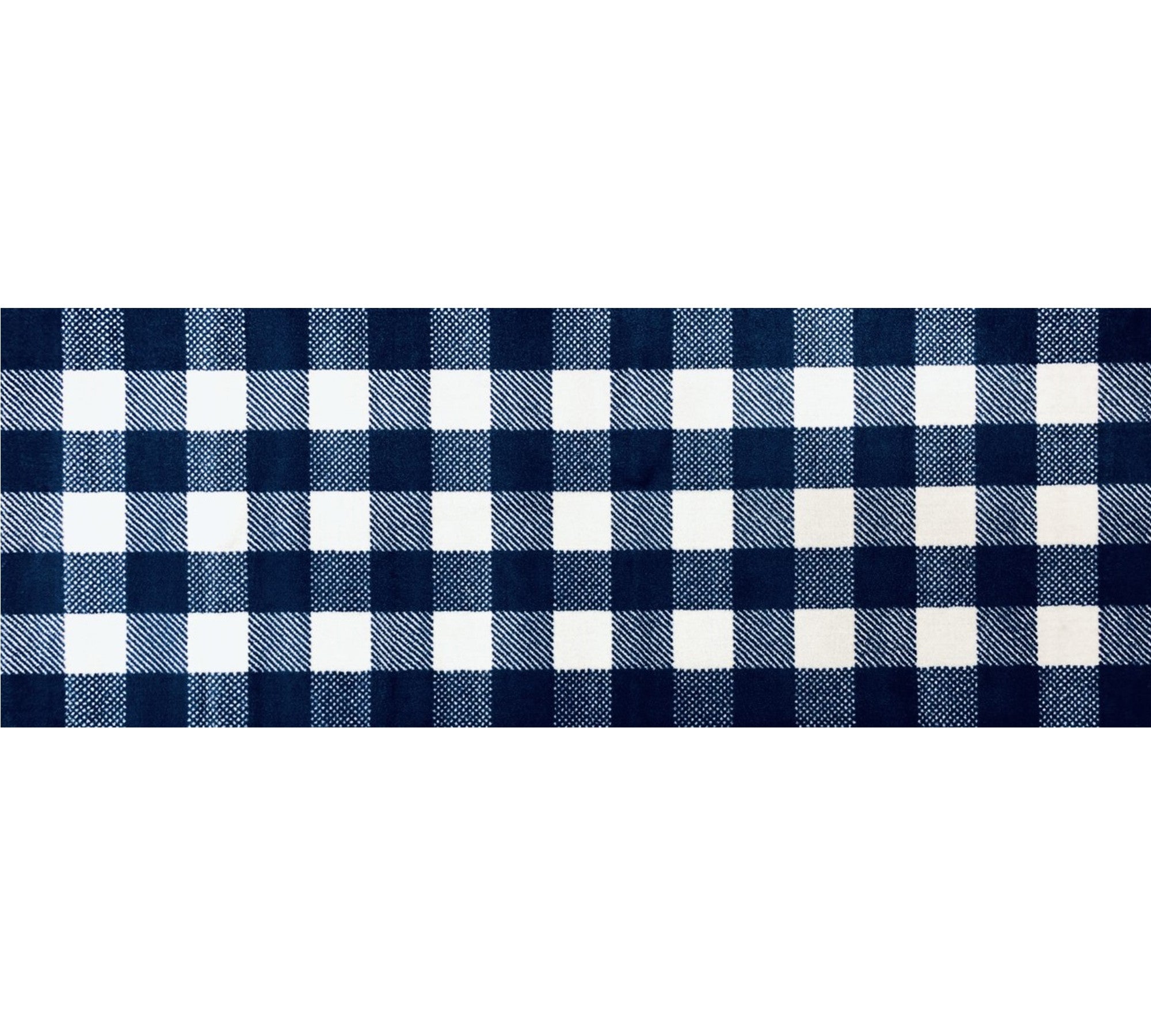 2' x 6' Navy and White Buffalo Plaid Washable Runner Rug 2' x 6' Navy and