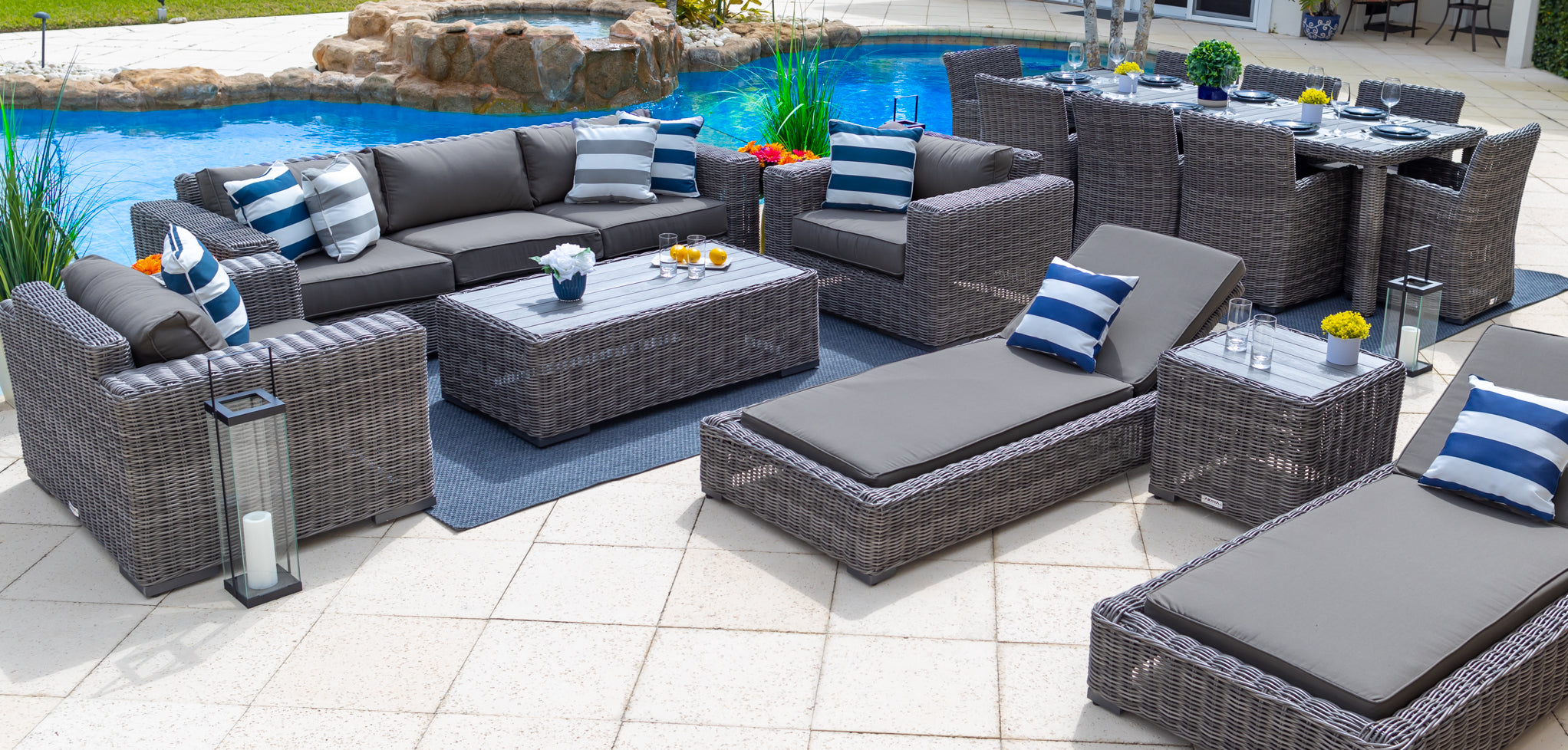 Pool Patio Furniture should be durable, low maintenance and elegant
