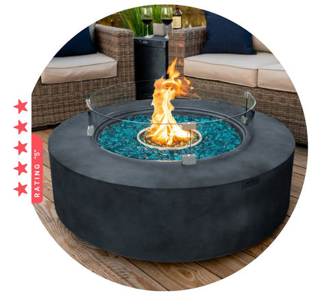 42 Round Outdoor Propane Gas Fire Pit Table in Gray By Shop4patio