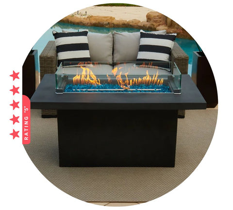 50 Rectangular Outdoor Propane Gas Fire Pit Table in Gray By Shop4patio