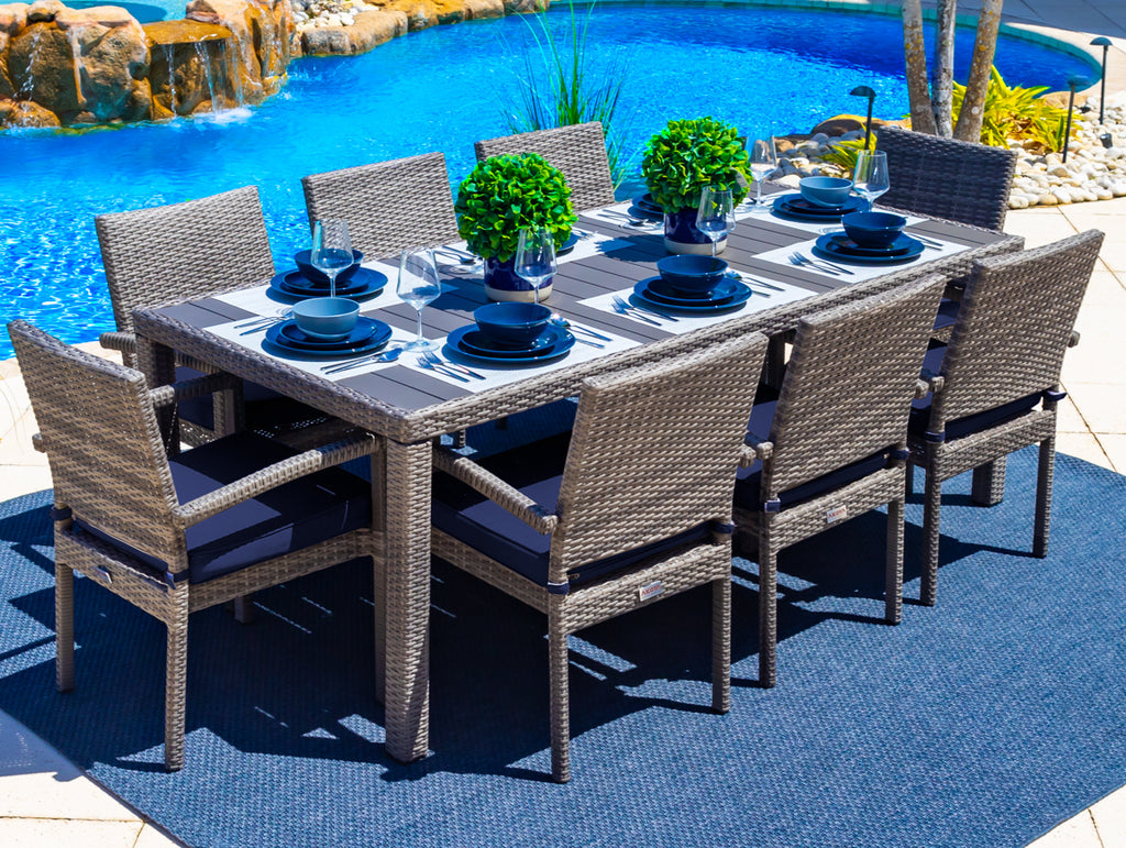 9 piece outdoor dining table and chairs