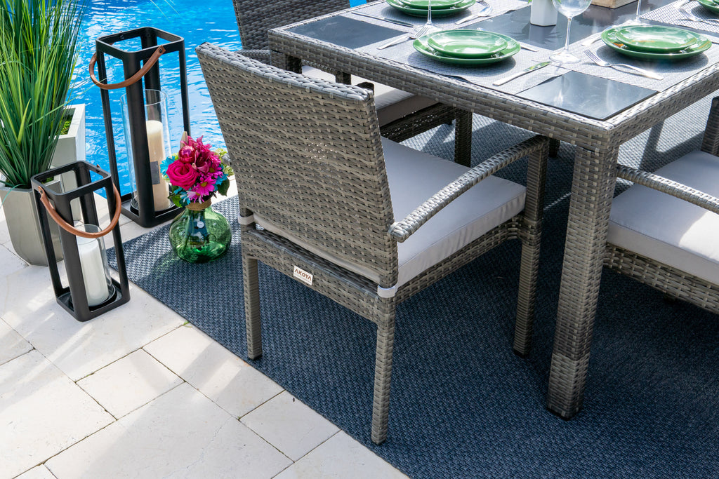 outdoor gray wicker dining set