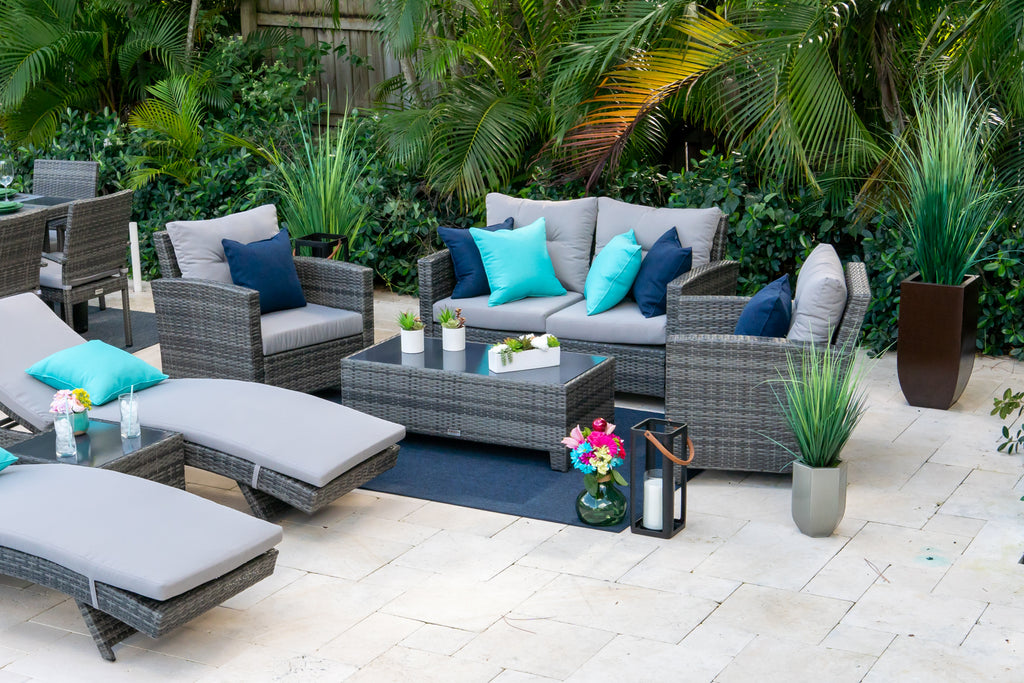 Bari 14 Piece Combination Outdoor Furniture Set in Mixed Gray ...