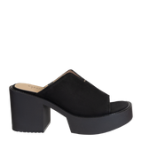 black platform sandal block heel mule freja