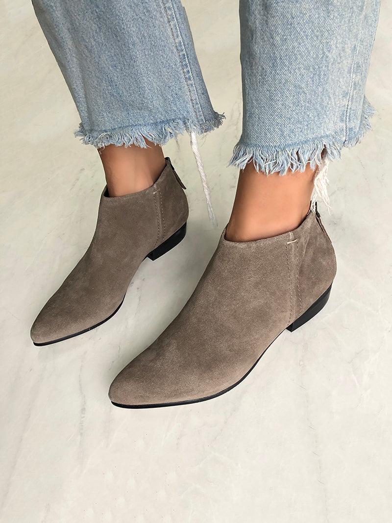 minimalist low cut ankle boot in suede leather