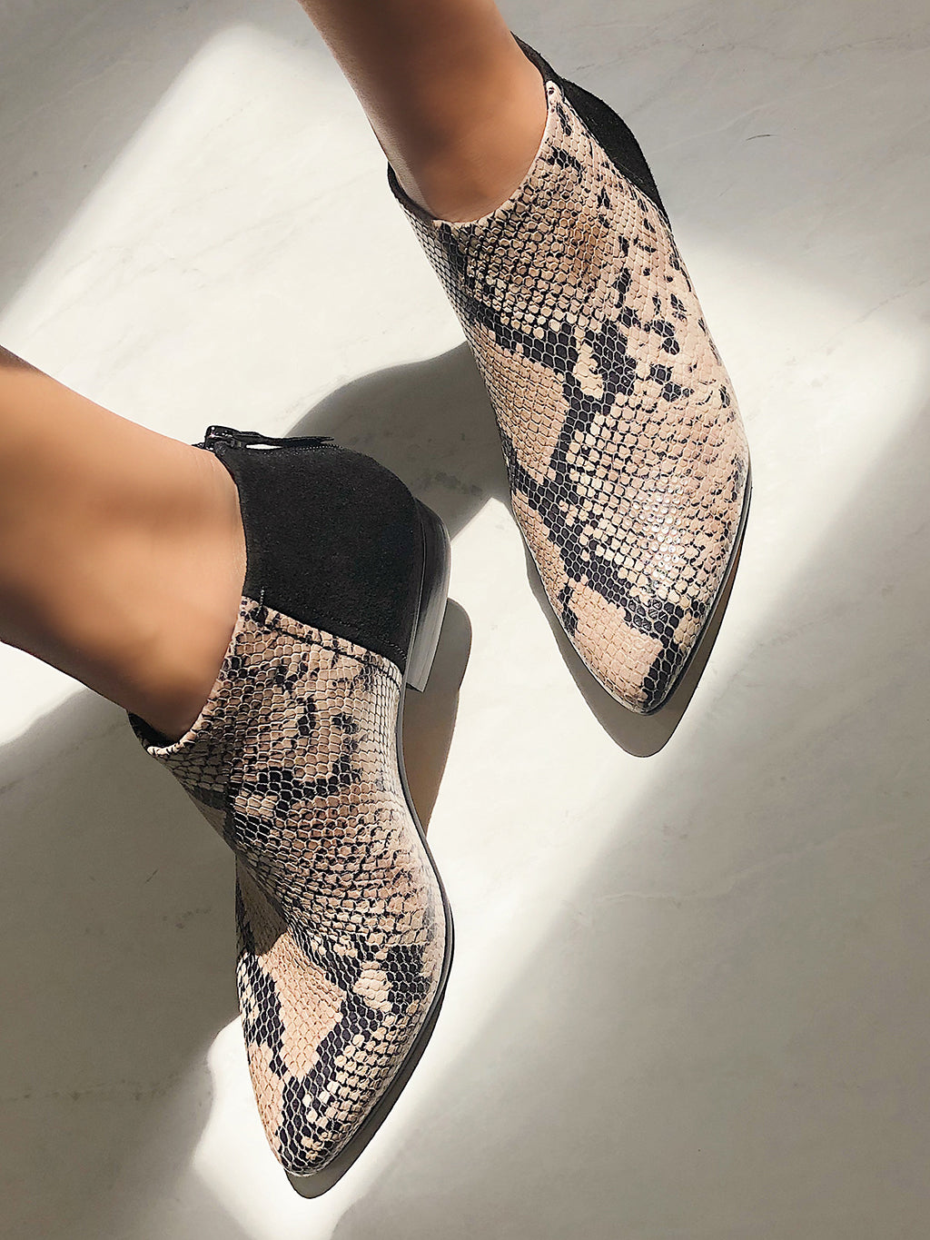 womens snakeprint booties