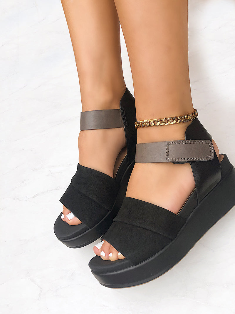 black platform sandals