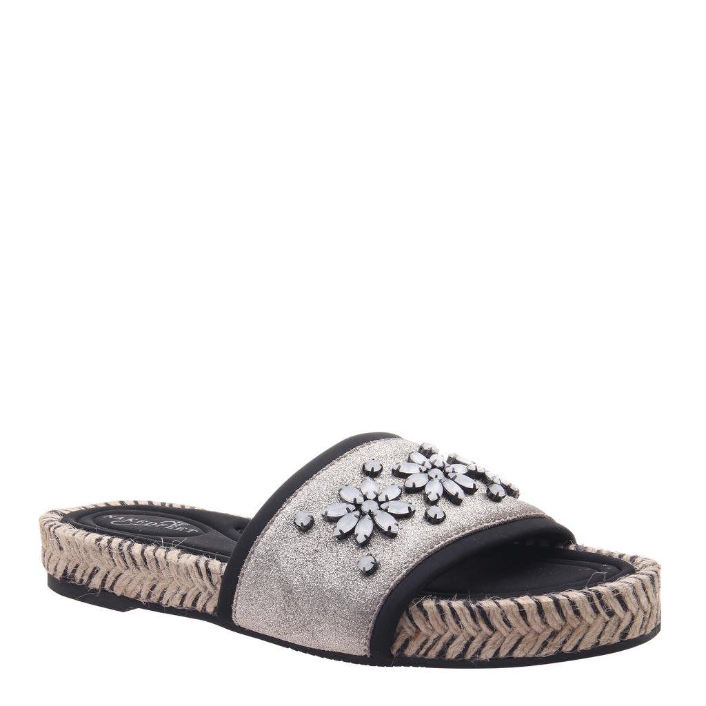 Koyo in Grey Silver Flat Sandals | Women's Shoes by NAKED FEET ...