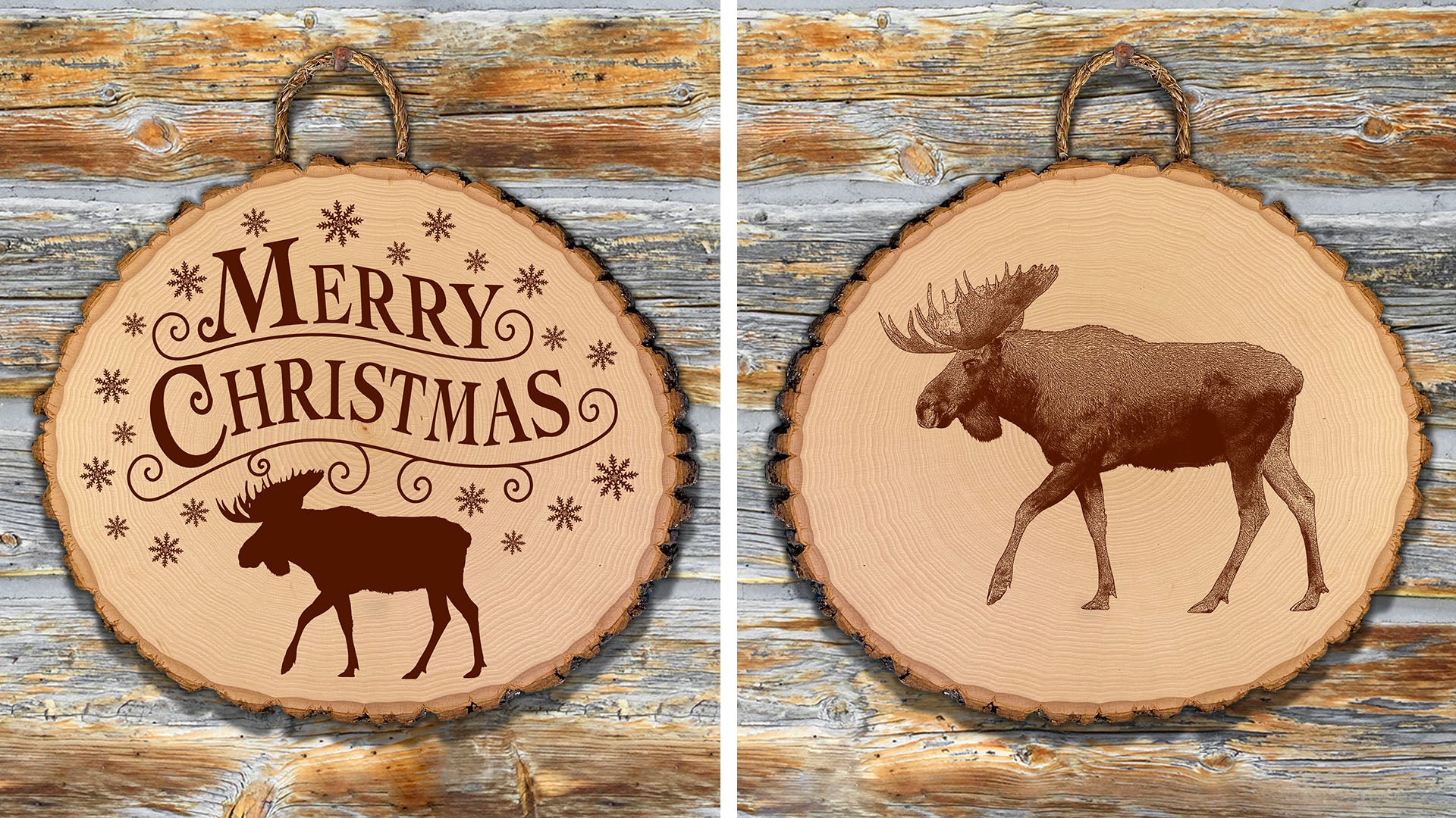 Merry Christmas, Moose, Bass Wood Sign – Montana Treasures