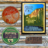 Shop The Gallatin River Explorer Collection of fly fishing apparel and cabin decor by Montana Treasures