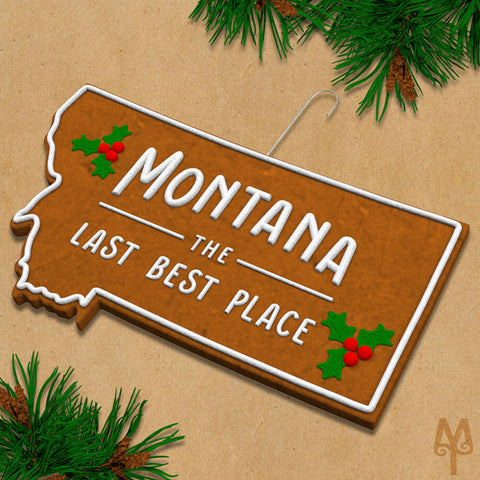 Montana shaped gingerbread cookie design by Montana Treasures