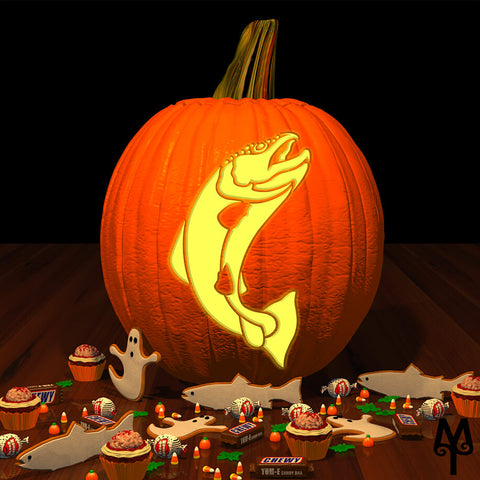 Rising Trout Halloween Jack-O-Lantern, pattern by Montana Treasures