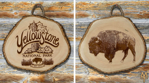 Two Sided, Yellowstone National Park, Rustic, Wood, Bison Sign on Etsy