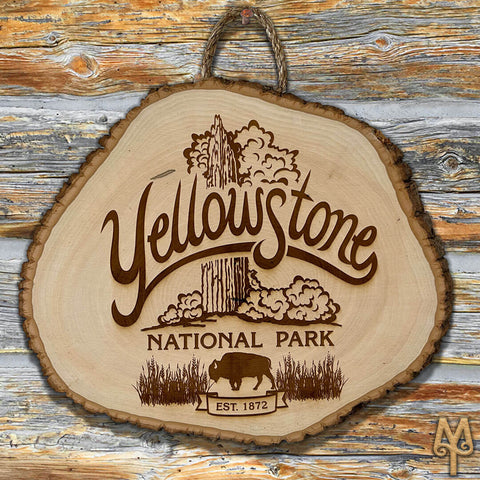 Yellowstone National Park, Rustic, Wood, Bison Sign