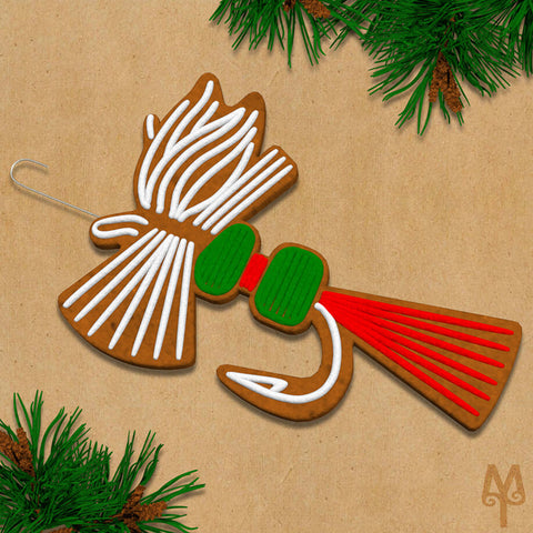 Royal Coachman Fly shaped gingerbread cookie design by Montana Treasures