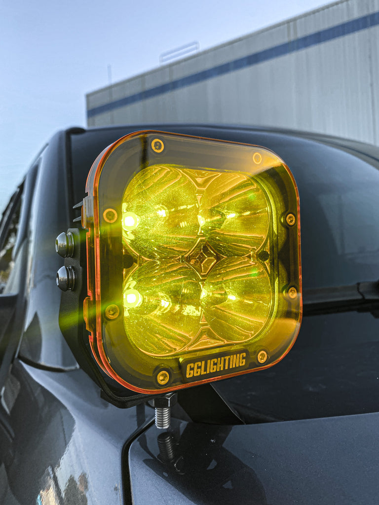 Ford F250 SuperDuty PowerStroke Hood LED Light Pods Off Road Mounts GP40 GG LIGHTING