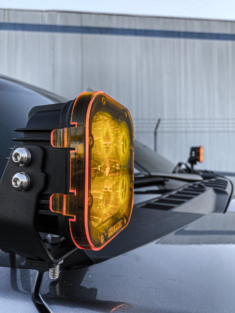 Ford F250 SuperDuty PowerStroke Hood LED Light Pods Off Road Mounts GP40 GG LIGHTING DITCH LIGHTS