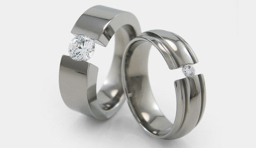 Titanium Tension Set Diamond Rings