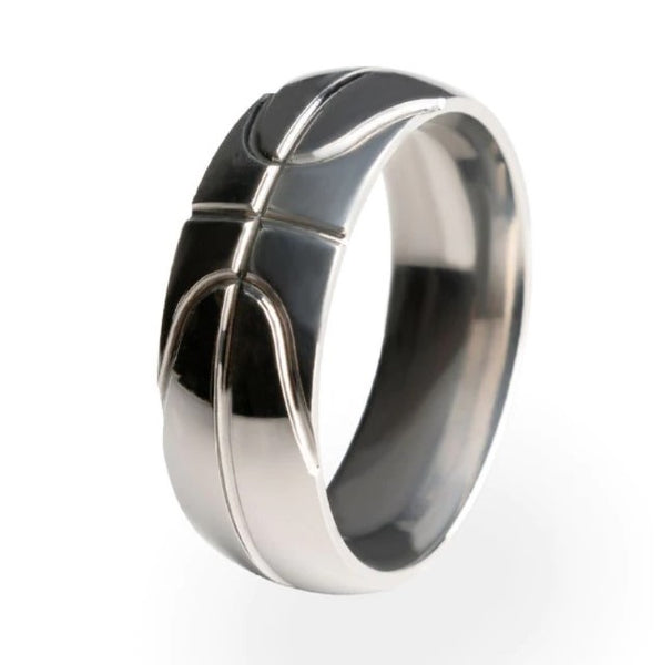 Men's unique titanium wedding ring