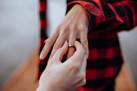 Wedding proposal with titanium ring