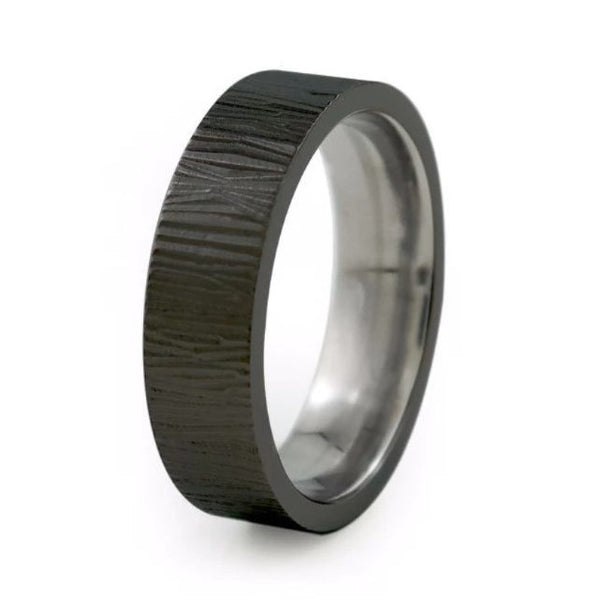 Men's black titanium wedding ring