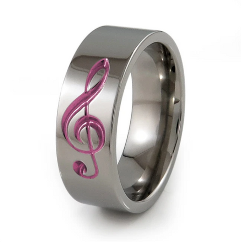 Treble Clef Titanium Ring