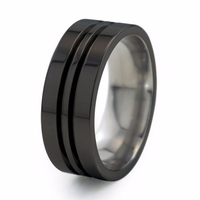 Equinox - Men's Classic Black Titanium Ring | Titanium Rings
