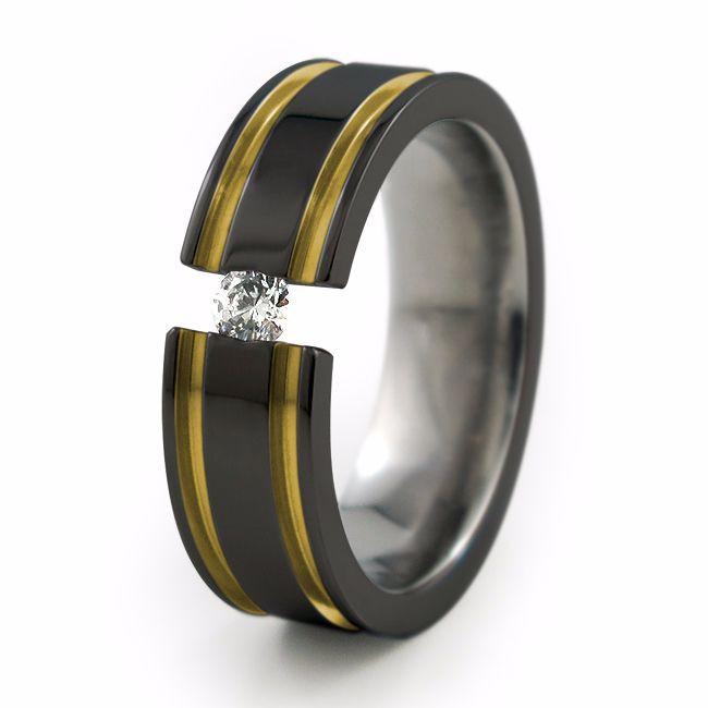 titanium diamond mens wedding rings