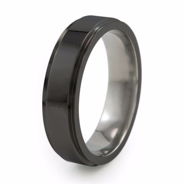 Samurai - Black Diamond Finish on Titanium Ring | Titanium Rings