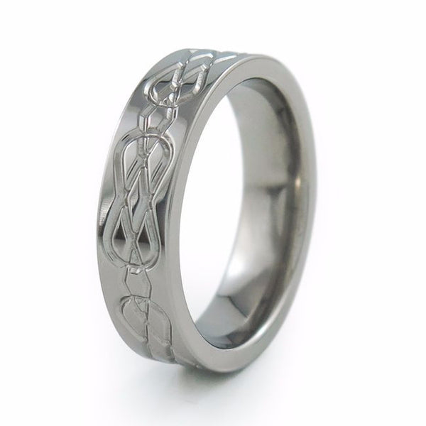 Percival Lite - Titanium Ring with Celtic Carving | Titanium Rings