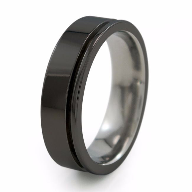 Zuzu - Minimal Black Titanium Wedding Band | Titanium Rings