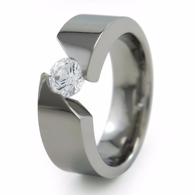 mens tension set diamond ring