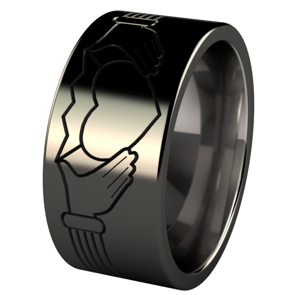 Claddagh - Black | Titanium Rings