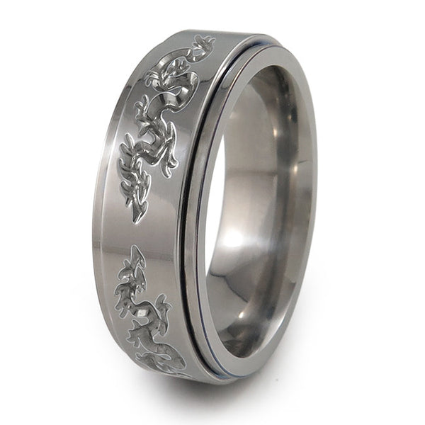 Dragons Fidget Spinner Ring- Titanium Fidget ring | Titanium Rings