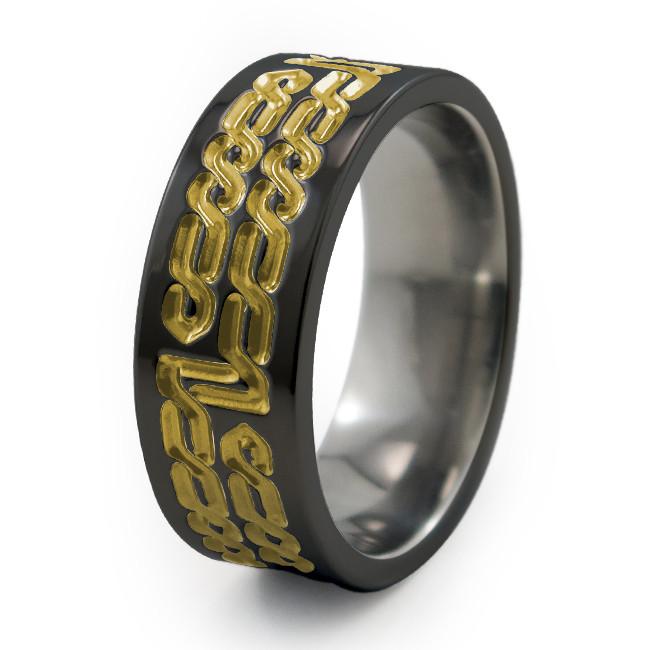 Galahad - Celtic Inspired Men's Black Titanium Ring | Titanium Rings