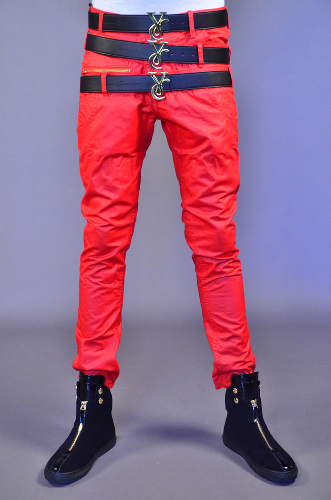 wax coated denim red